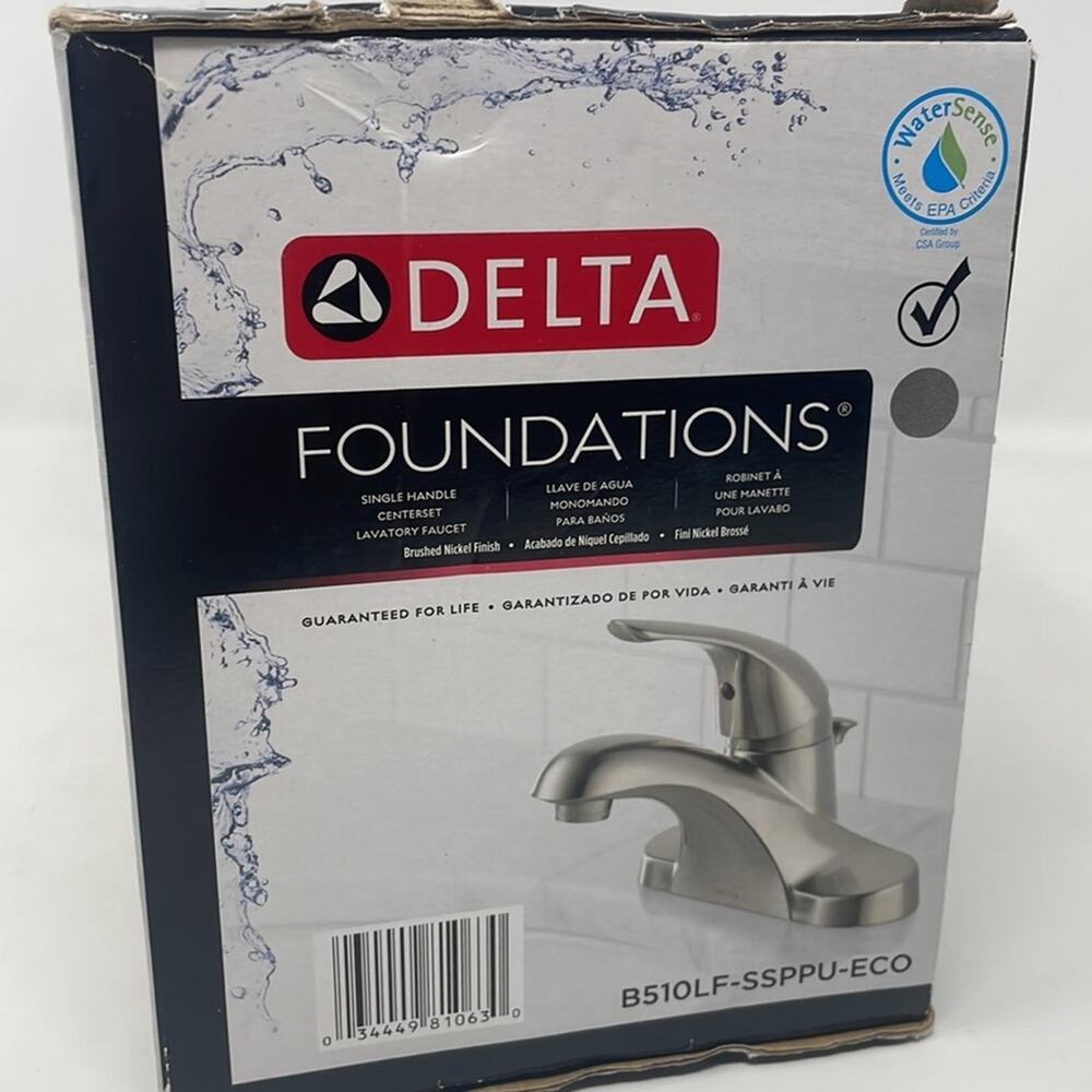 NIB Delta Brushed Nickel Foundations 1-Handle Bathroom Faucet